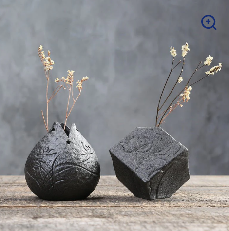 Stoneware Zen Chinese Flower Arrangement Vase