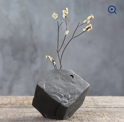 Stoneware Zen Chinese Flower Arrangement Vase
